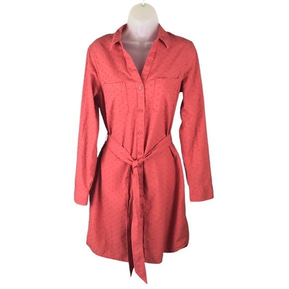 Women's Southern Tide "Kris" Swiss Dot Shirt Dress In Mineral Red. Size Small. - Picture 3 of 16